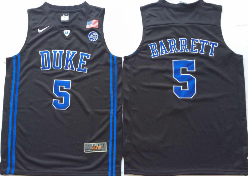 NCAA Men Duke Blue Devils Black #5 BARRETT->->NCAA Jersey